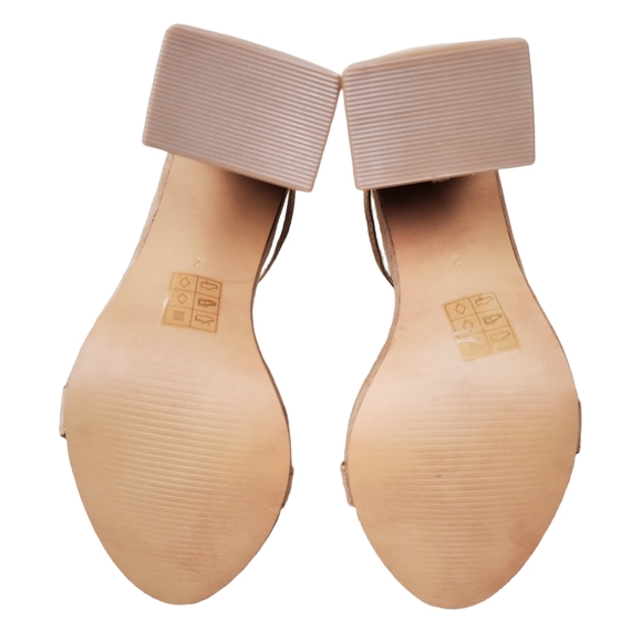 ASOS Womens Nude Faux Suede Ankle Strap Block Heel Sandals Size 4 - Picture 11 of 13